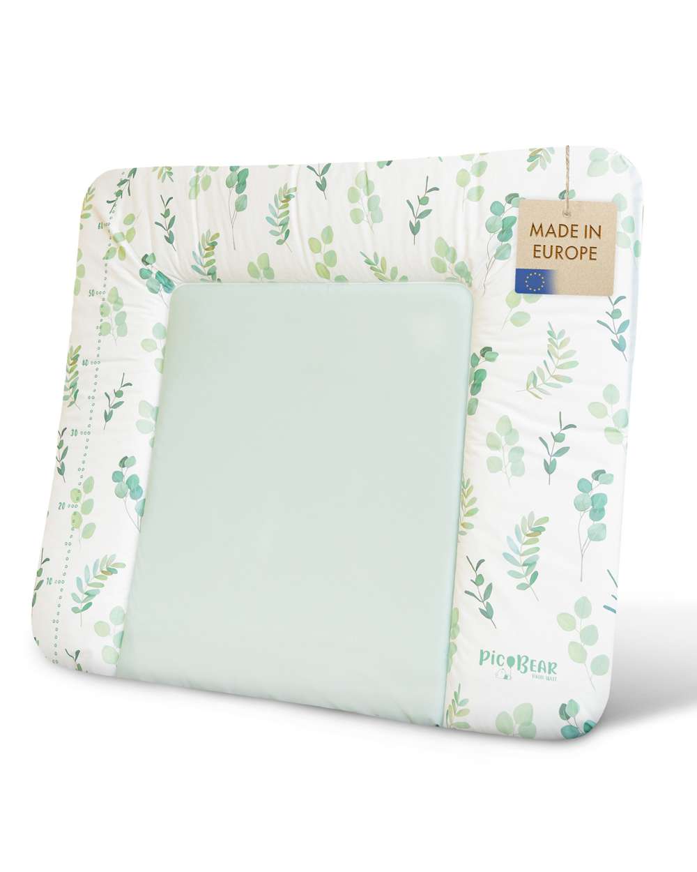 607-A111 pic Bear weiche Wickelauflage HONEY 85 x 72 cm, Blaetter gruen