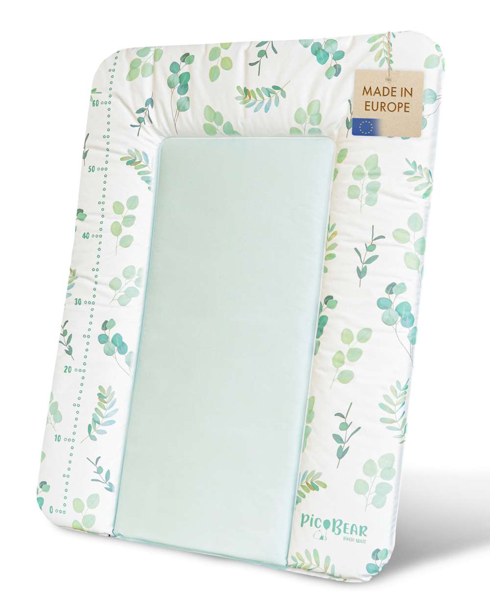 607-B111 Weiche Wickelauflage HONEY 50 x 70 cm, Blaetter gruen