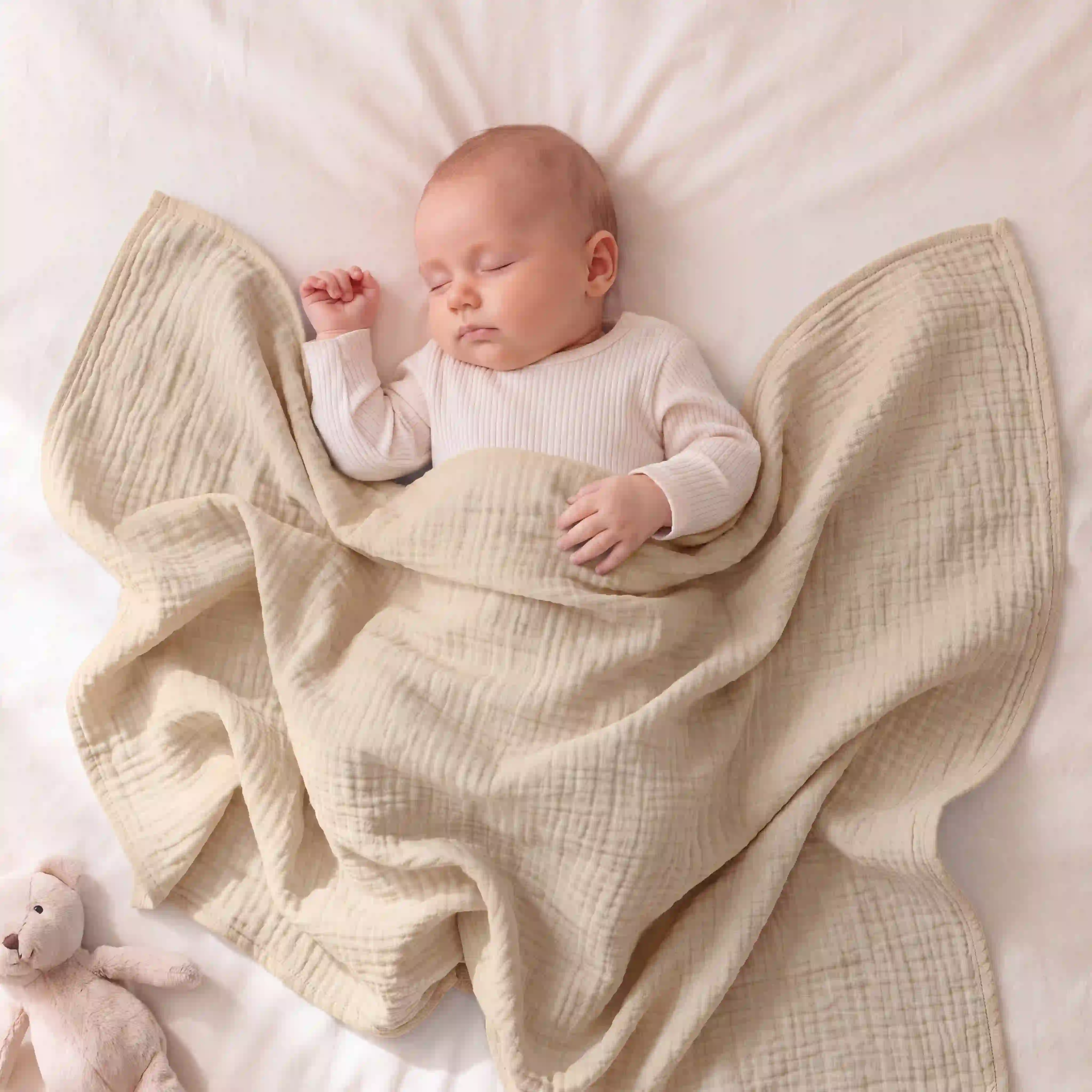 pic Bear Babydecke Kuscheldecke 70x100cm, tender peach Musselin